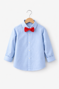 Classic Sky Blue Dress Shirt with Red Bow Tie | MBS Kids USA