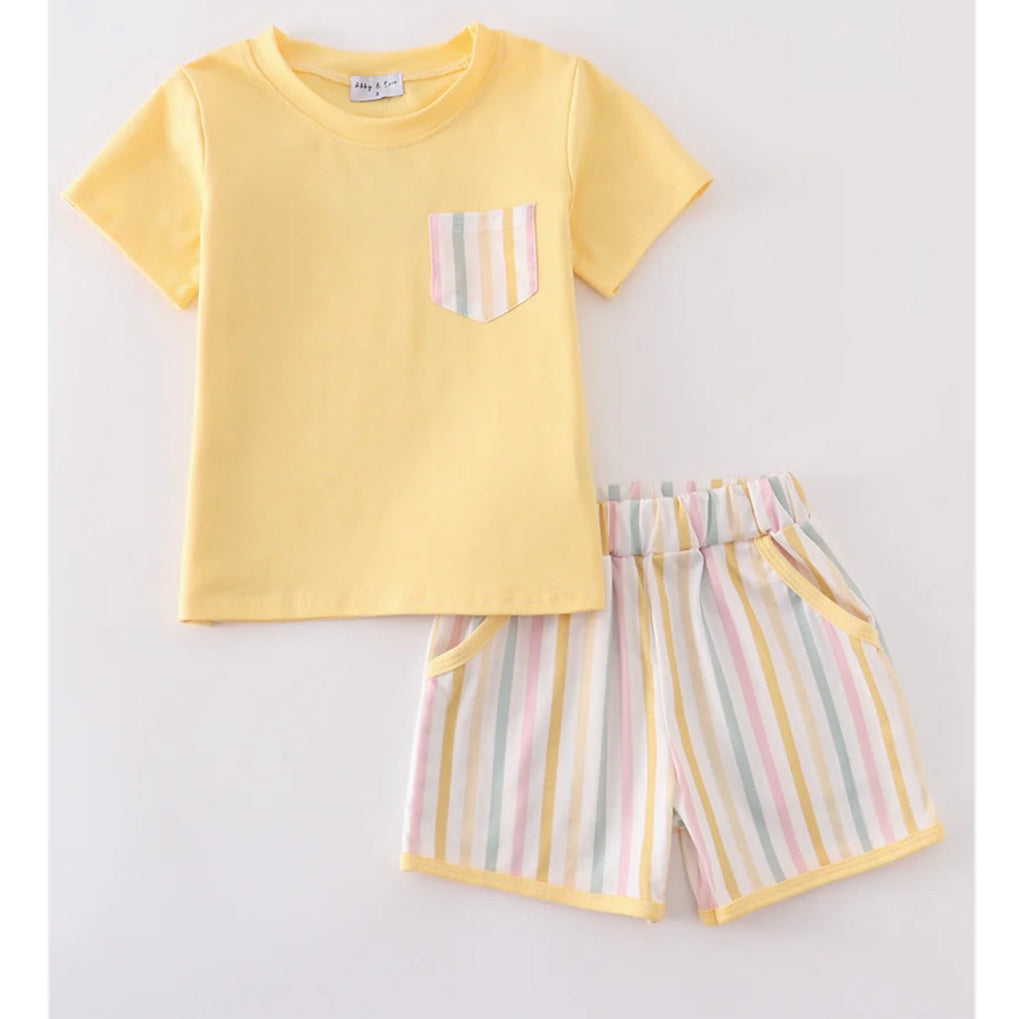 Rainbow Stripe Short Set for Boys | MBS Kids USA