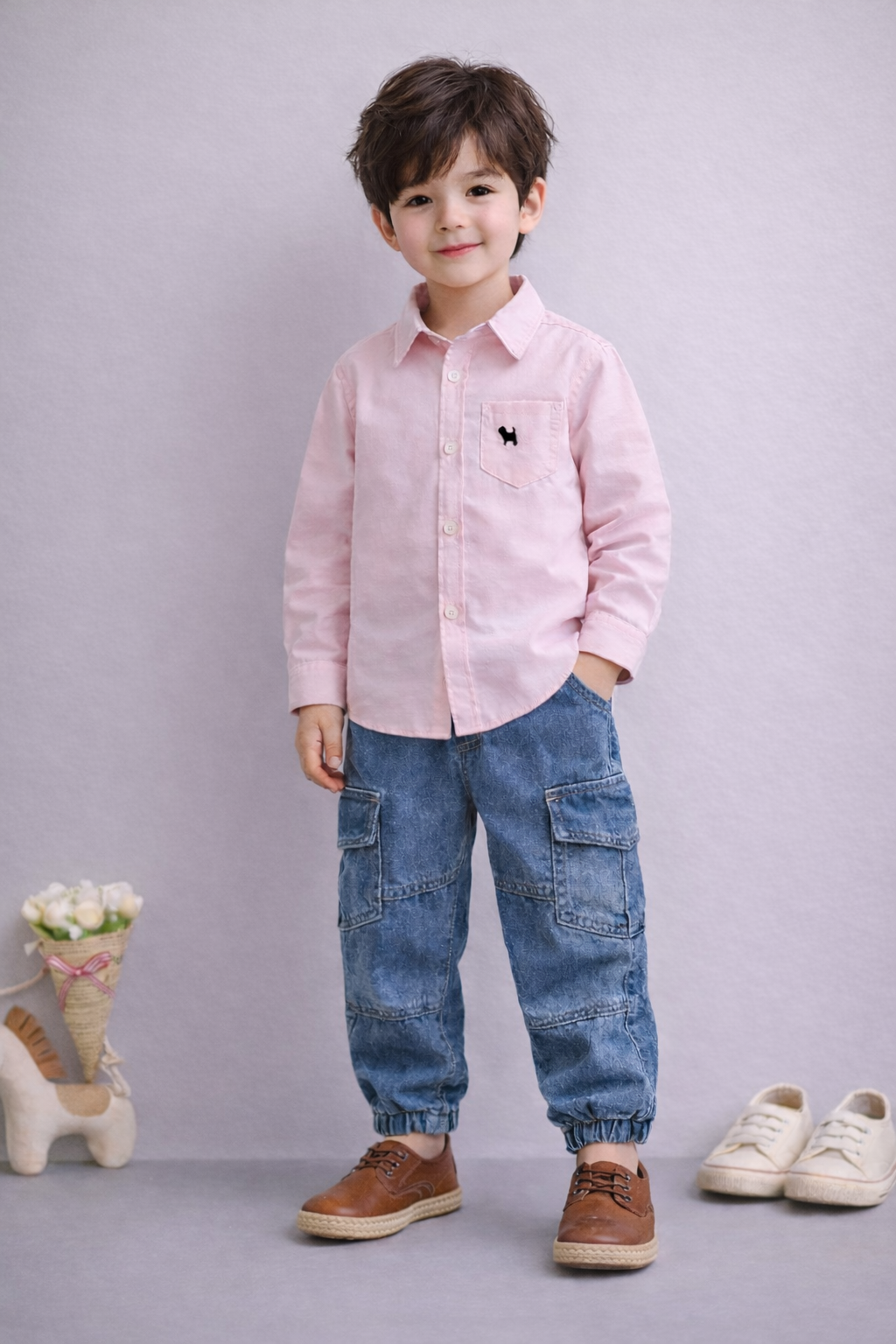 Classic Pink and White  Button-Up Shirt for Boys | MBS Kids USA