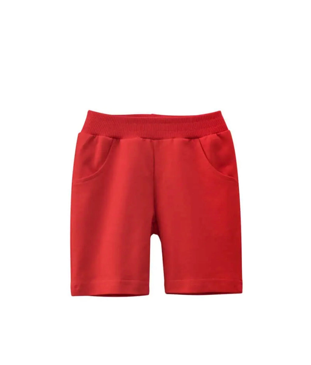 Kids Unisex Solid Color Shorts with Pockets | Navy, Yellow , gray ,Blue & Red