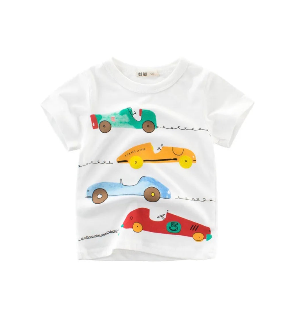 Boys Colorful Cars Graphic T-Shirt