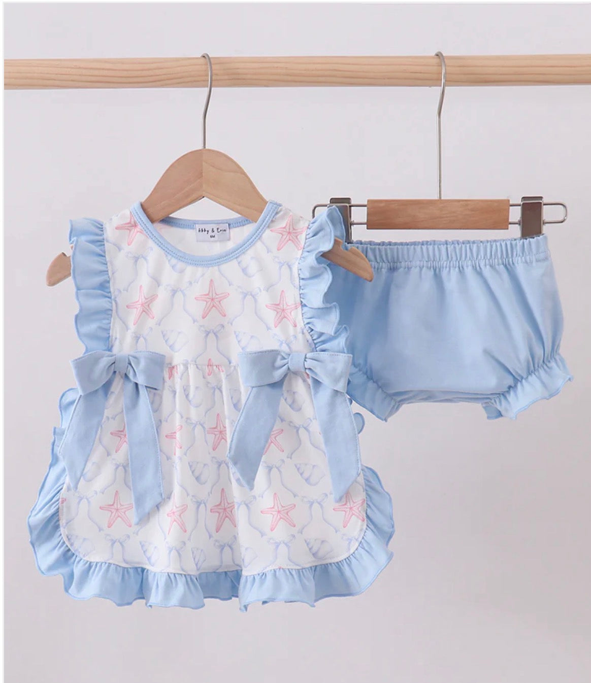 Baby Girls Blue Starfish Shell Ruffle Set | MBS Kids USA