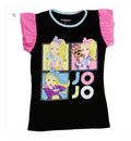 JoJo Inspired Girls Ruffle Sleeve T-Shirt – Black | Cute Cartoon Graphic Tee