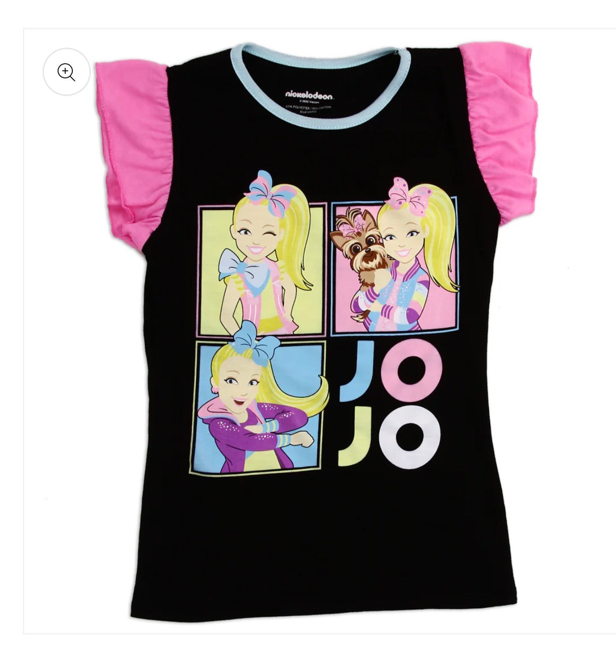 JoJo Inspired Girls Ruffle Sleeve T-Shirt – Black | Cute Cartoon Graphic Tee