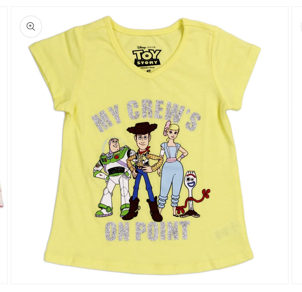 Toy Story Girls Yellow Graphic T-Shirt | Cute Summer Top for Kids