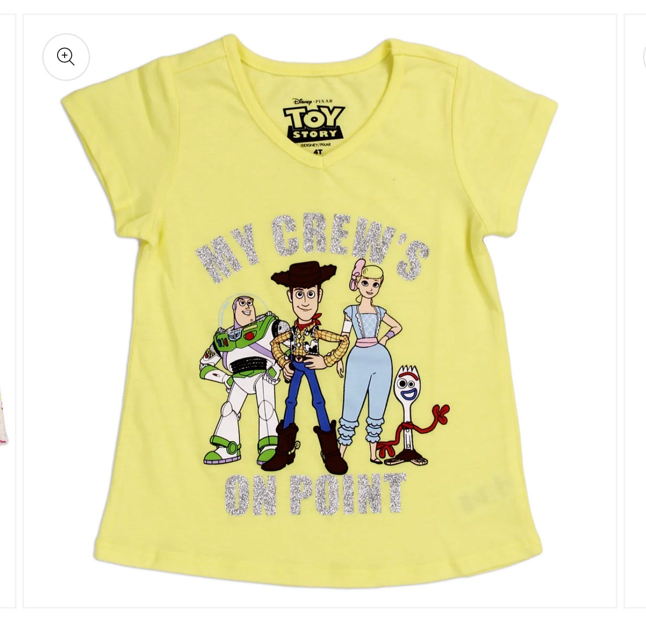 Toy Story Girls Yellow Graphic T-Shirt | Cute Summer Top for Kids
