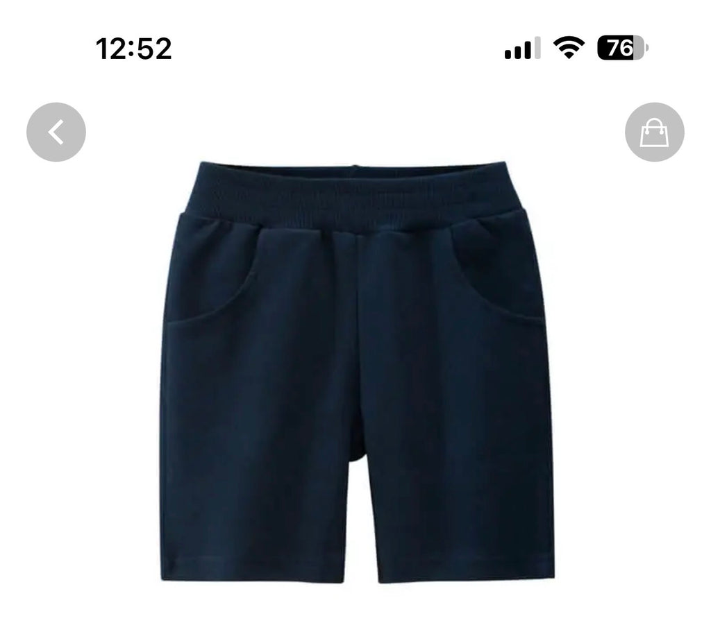 Kids Unisex Solid Color Shorts with Pockets | Navy, Yellow , gray ,Blue & Red