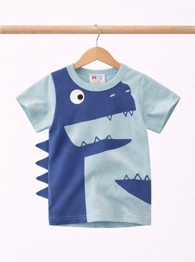 3D Dino Graphic T-Shirt for Boys (Yellow & Blue) | MBS Kids USA