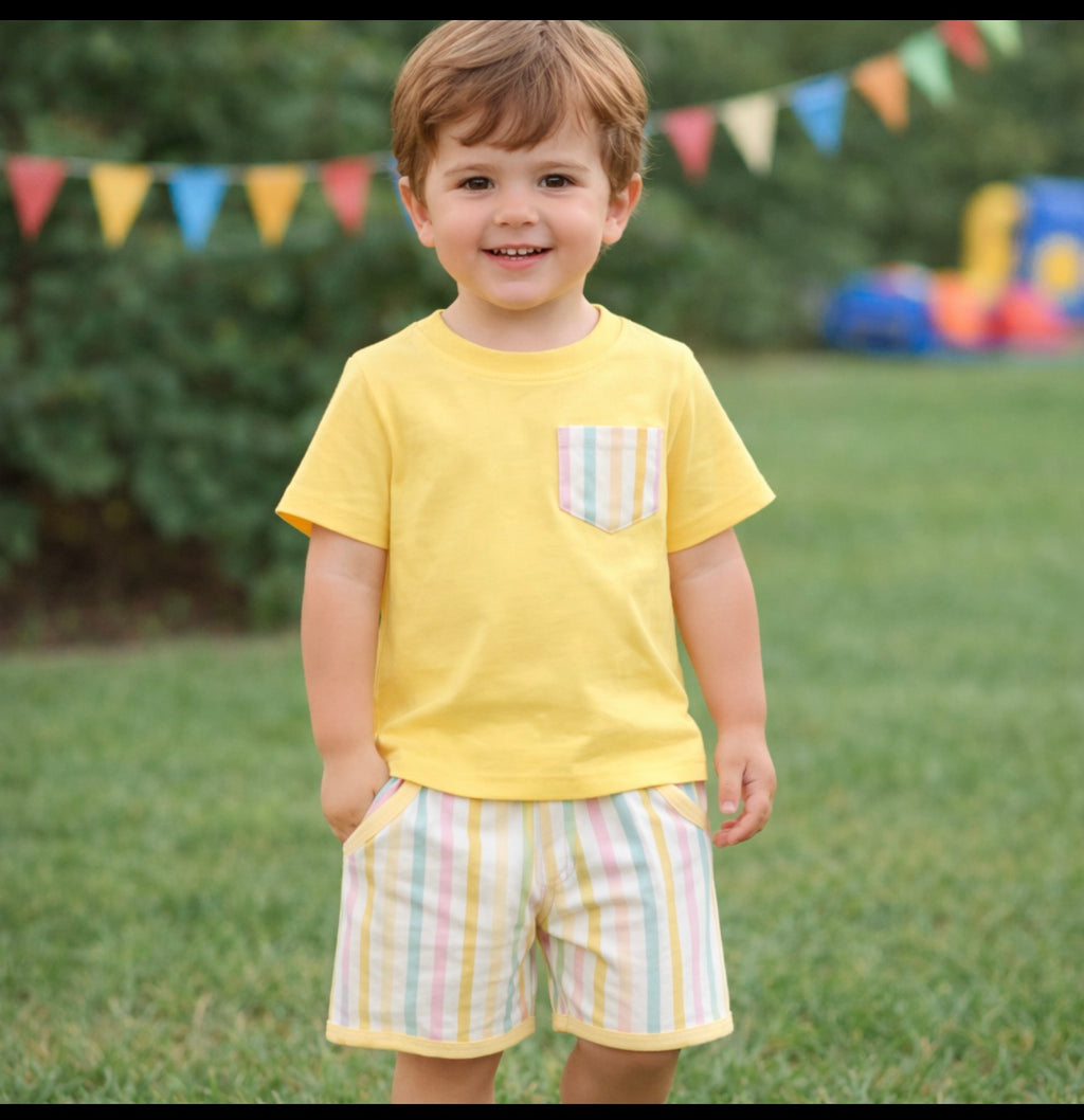 Rainbow Stripe Short Set for Boys | MBS Kids USA