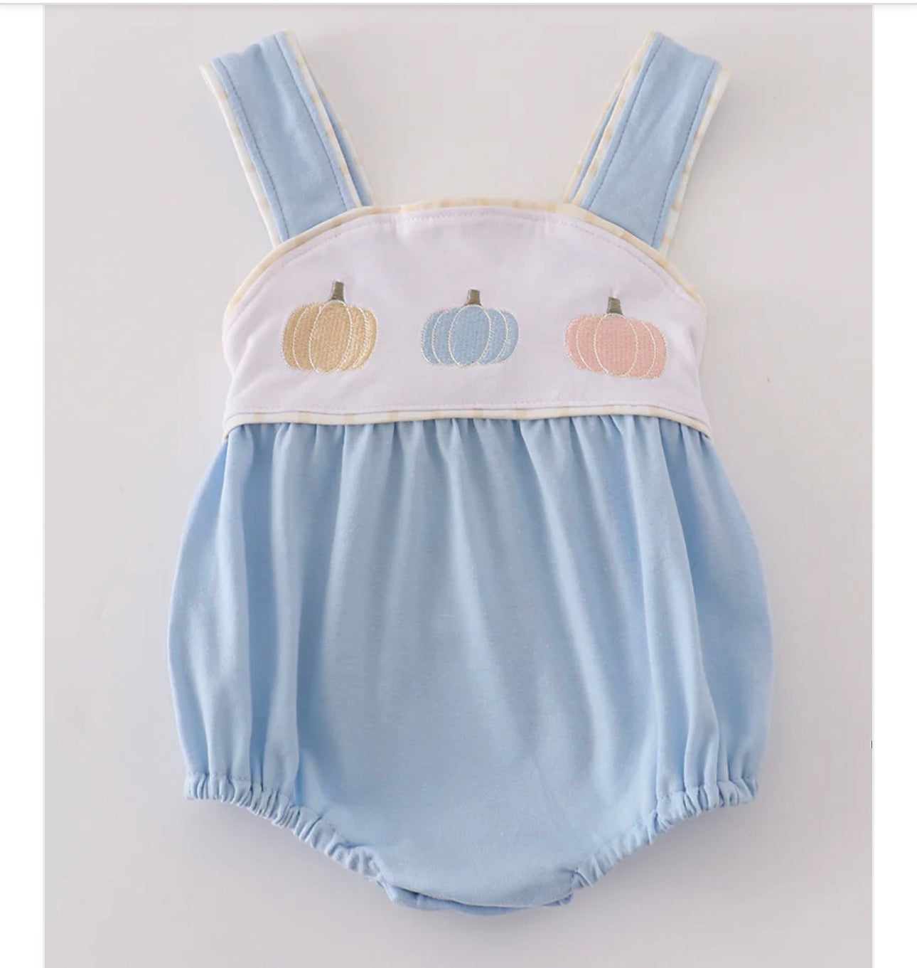 Baby Blue Embroidered Bubble Romper – Unisex | MBS Kids USA