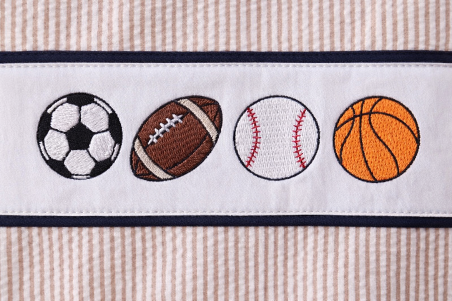 Boys Stripe Seersucker Game Day Sport Embroidery Bubble Romper|MBS Kids USA