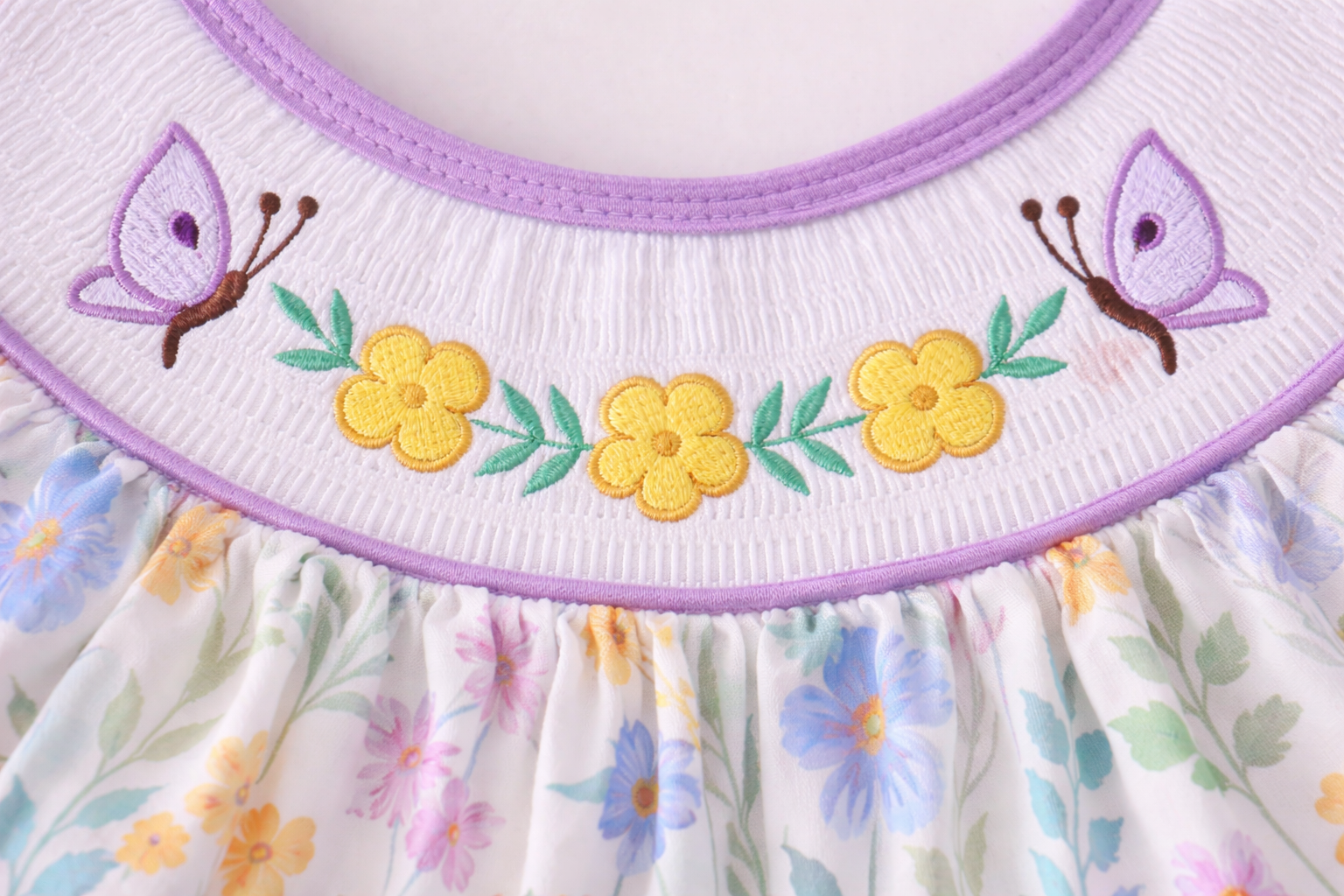 Baby girls Purple Floral Embroidery Set | MBS Kids USA