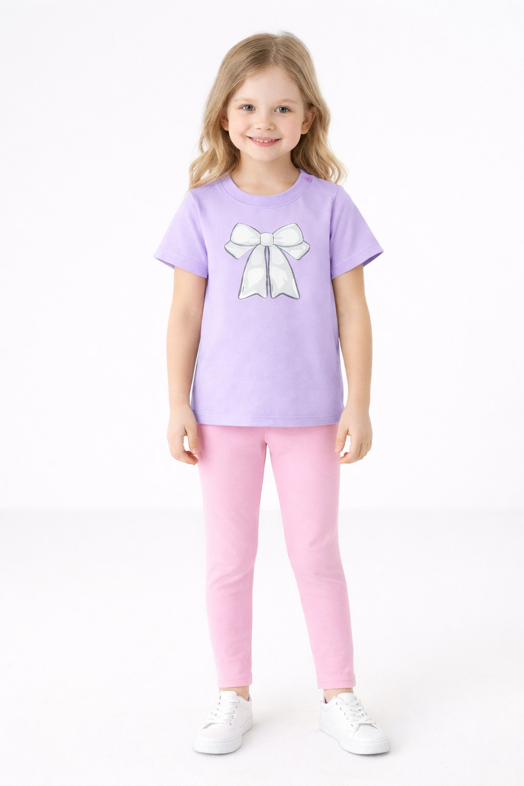 Kids’ Bow T-Shirt & Elastic Waist Leggings Set (No Zipper) | MBS Kids USA