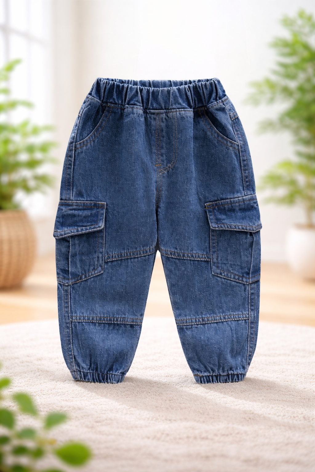 Classic Denim Cargo Jogger Pants for Boys | MBS Kids USA