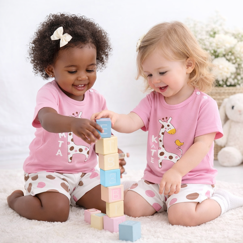 Baby Girls Pink Giraffe Polka Dot Set – 2-Piece Outfit | MBS Kids USA