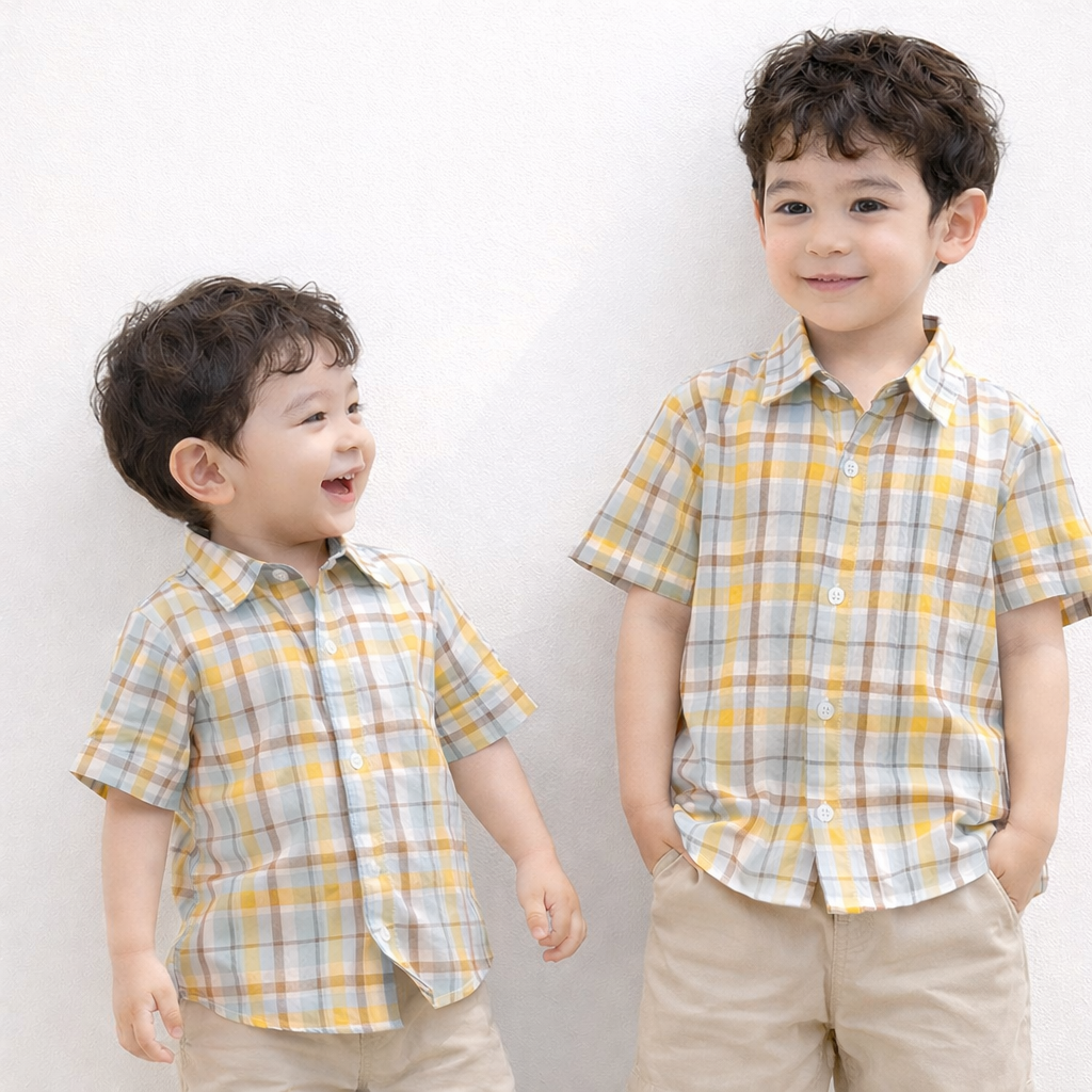Boys Summer Plaid Button-Up Shirt – Lightweight & Breathable | MBS Kids USA