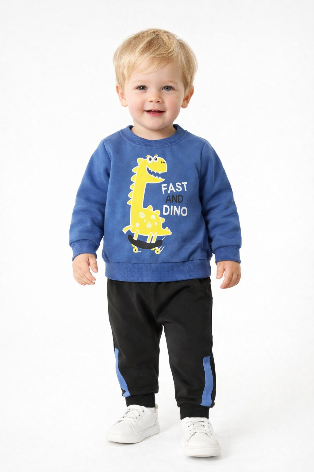Fast & Dino Toddler 2-Piece Set – Blue Sweatshirt & Jogger Pants | MBS Kids USA