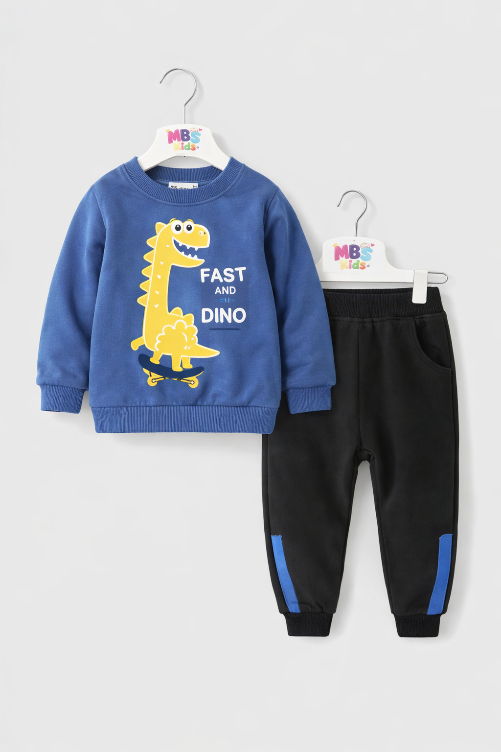Fast & Dino Toddler 2-Piece Set – Blue Sweatshirt & Jogger Pants | MBS Kids USA
