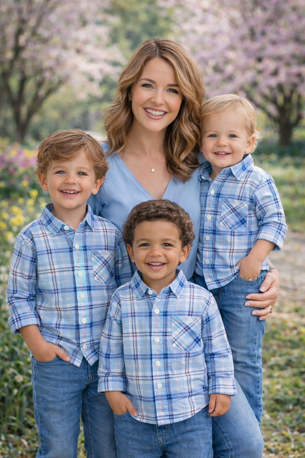 Sky Blue Plaid Button-Up Shirt  | MBS Kids USA