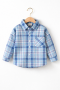 Sky Blue Plaid Button-Up Shirt  | MBS Kids USA