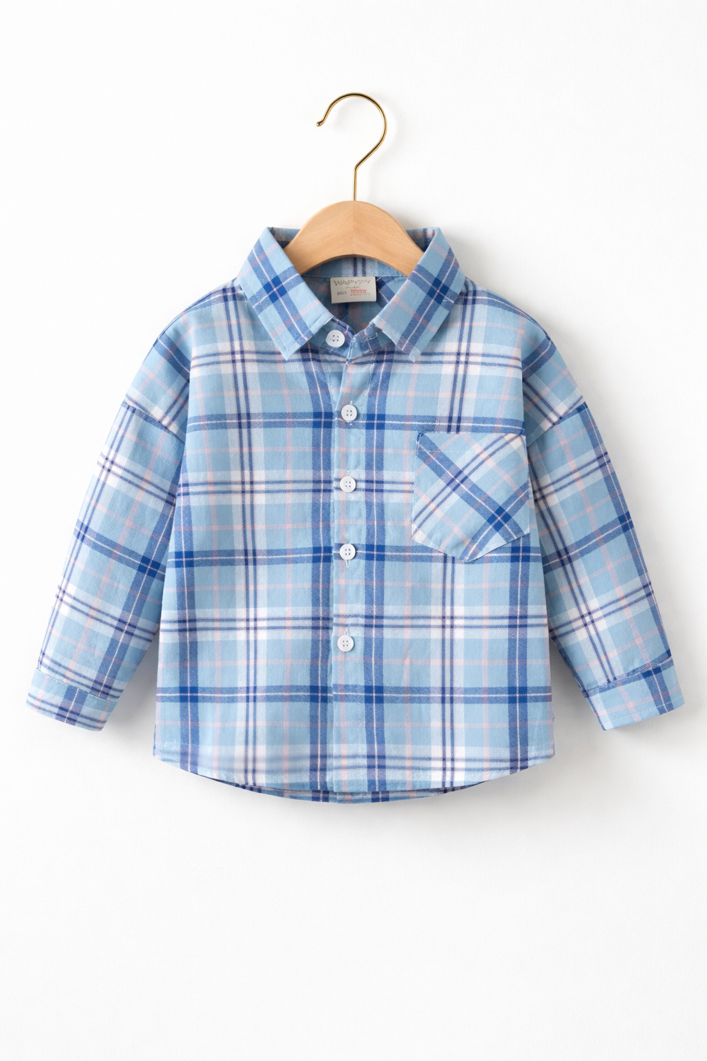 Sky Blue Plaid Button-Up Shirt  | MBS Kids USA