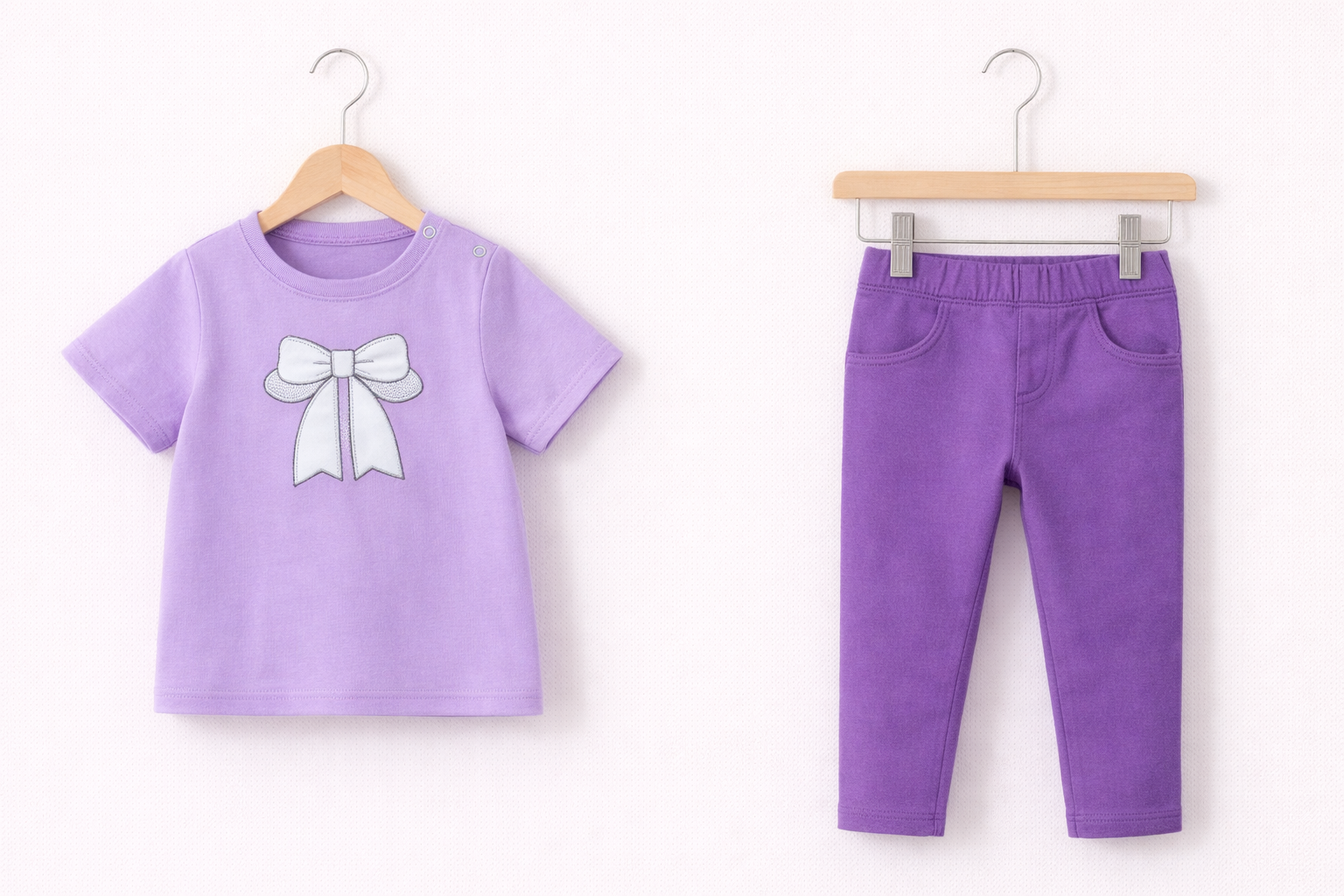 Kids’ Bow T-Shirt & Elastic Waist Leggings Set (No Zipper) | MBS Kids USA