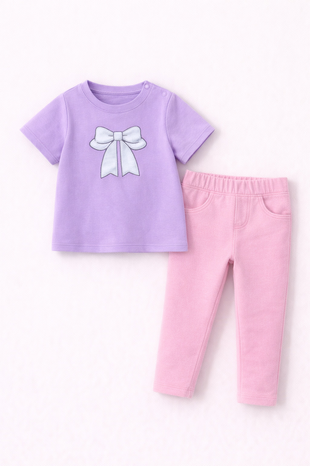 Kids’ Bow T-Shirt & Elastic Waist Leggings Set (No Zipper) | MBS Kids USA