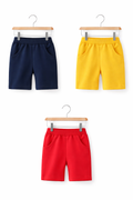 Kids Unisex Solid Color Shorts with Pockets | Navy, Yellow , gray ,Blue & Red