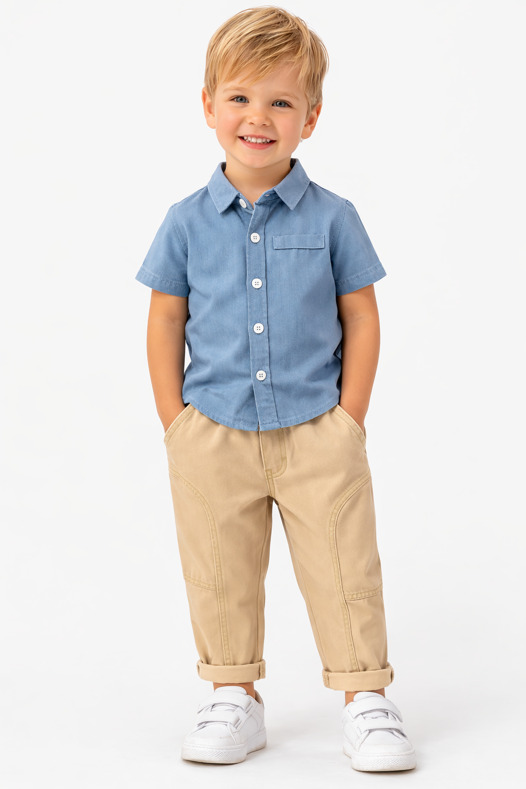 Boys Khaki Cotton Casual Pants