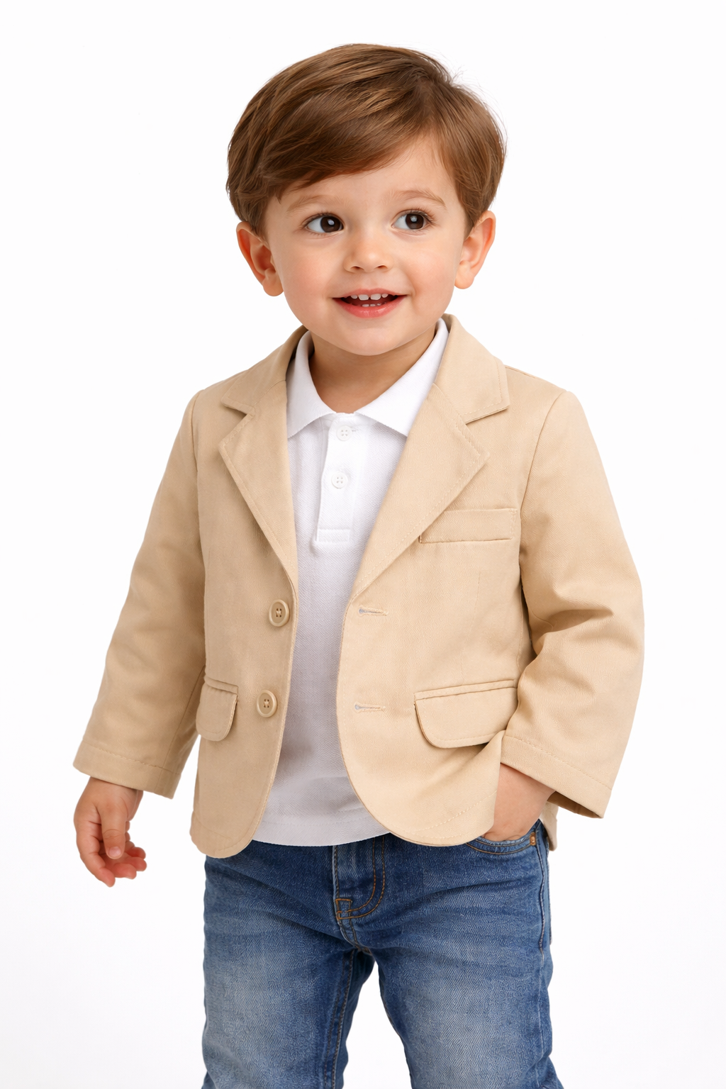 Classic Beige Blazer for Boys | Toddler Formal Jacket