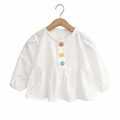 White Button-Up Blouse for Girls | Long Sleeve Toddler & Kids Top (3–4 Years)