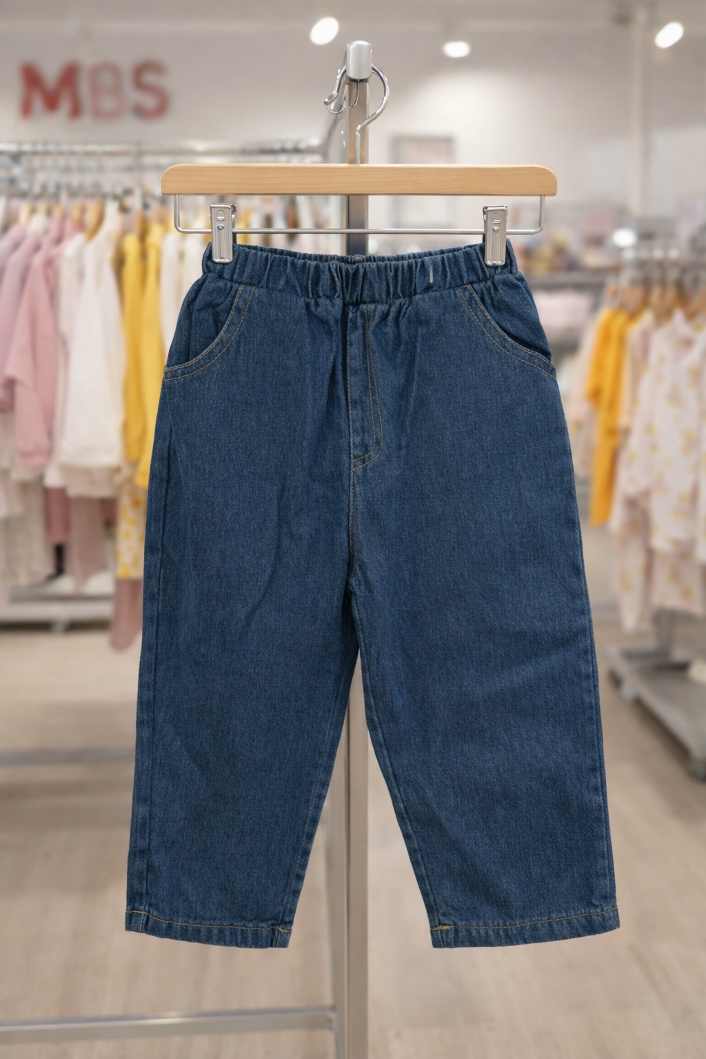 Girls Elastic Waist Denim Pants