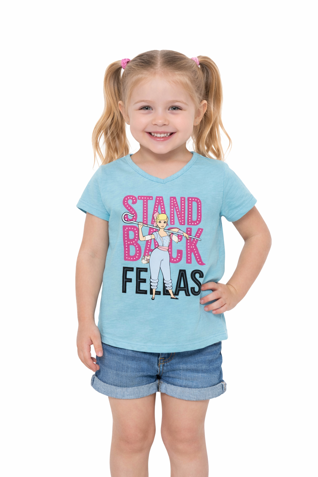 Toy Story Girls Blue Graphic T-Shirt | Stand Back Feels Cute Kids Top